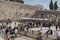 Tourists visiting the wailing wall and a group of men praying, jerusalem, israel DEC 2019