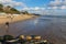 Tourists and visitors Branksome beach Poole Dorset England UK near to Bournemouth