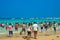 Tourists and visitors enjoying on the sand coast at Koh Larn beach near Pattaya