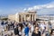 Tourists and visitors of  The Porch of the Caryatids at Acropolis of Athens