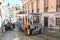 Tourists waiting for Elevador da Gloria in Lisbon.