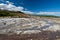 Tourists waiting for the eruption of geysir, Iceland