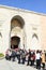 Tourists waiting in front of entrance to museum in Istanbul