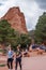 Tourists wakling hiking at garden of the gods colorado springs rocky mountains