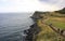 Tourists walk along beautiful pathway of Songaksan Mountain in Jeju Island, South Korea