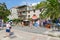 Tourists walk along promenade in popular resort town of Herceg Novi, Montenegro