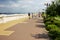 Tourists walk along the Volga embankment in Nizhny Novgorod