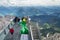 Tourists walk on Dachstein Sky Walk