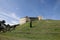 Tourists walk inside the Rasnov medieval fortified church fortress, castle, citadel