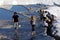 Tourists walk through the man-made pools at Cotton Castle at Pamukkale in Turkey.