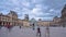 Tourists walk near the Louvre in Paris timelapse