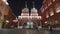 Tourists walk on Red Square near the branch of the Historical Museum and the zero kilometer in Moscow. timelapse