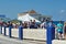 Tourists walking back to a cruise ship on Grand Cayman