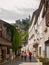 Tourists walking in the medieval centre of Rocamadour.