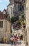 Tourists walking in the medieval centre of Rocamadour. France