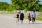 Tourists walking in Miami Beach