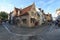 Tourists walking in a old street of Bruges, a medieval town of Belgium