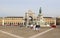 Tourists walking over Palace Square in Lisbon