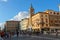 Tourists walking on Tre Martiri square in Rimini, Italy