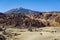 Tourists walking at volcanic desert of Tenerife island