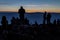 Tourists watch sunrise on Isla Incahuasi