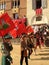 Tourists watching the colorful and fancy traditional costume parades at the horse race, Palio di Siena, held in medieval square