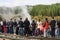 Tourists watching Lady Knox geyser eruption