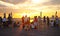 Tourists watching sunset, Singapore