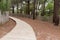 Tourists wooden path to ocean Bassin Arcachon in France