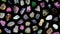 Tourmaline rare jewel stones texture on black background. Moving right seamless loop backdrop