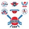 Tournament competition graphic champion professional blue red baseball logo badge sport vector.