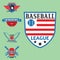 Tournament competition graphic champion professional blue red color baseball badge sport vector badge.