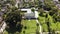 Tournament House and Wrigley Gardens in Pasadena, rising aerial crane