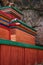 Tovkhon Monastery wooden decorated buildings, Ovorkhangai Province, Mongolia. UNESCO World Heritage Site.