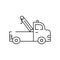 tow truck, car breakdown, crane line icon on white background
