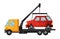 Tow truck. Cool flat towing truck with broken car. Road car repair service assistance vehicle with damaged or salvaged