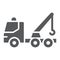 Tow truck glyph icon, transport and service, emergency sign, vector graphics, a solid pattern on a white background.