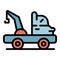 Tow truck help icon color outline vector