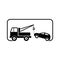 Tow truck icon. Towing truck with car sign isolated on white background