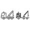 Tow truck line and glyph icon, transport and service, emergency sign, vector graphics, a linear pattern on a white