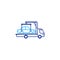 Tow truck line icon, vehicle relocation, car breakdown
