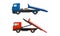 Tow Truck or Wrecker as Lorry Moving Disabled or Improperly Parked Motor Vehicle Vector Set