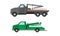 Tow Truck or Wrecker as Lorry Moving Disabled or Improperly Parked Motor Vehicle Vector Set