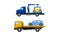 Tow Truck or Wrecker Moving Disabled or Improperly Parked Motor Vehicle Vector Set