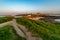 Towan Headland in North Cornwall at Newquay Fistral Beach, England