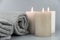 Towel with aromatic candles.