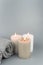 Towel with aromatic candles.