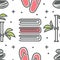 Towel and bamboo with flip flops and stones seamless pattern spa and beauty