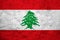 Towel fabric pattern flag of Lebanon, triband of red and white charged with a green Lebanon Cedar