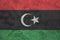Towel fabric pattern flag of Libya, red black and green with a white crescent and star